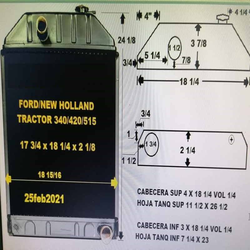 Ford / New Holland 340/420/515 Tractor Radiator